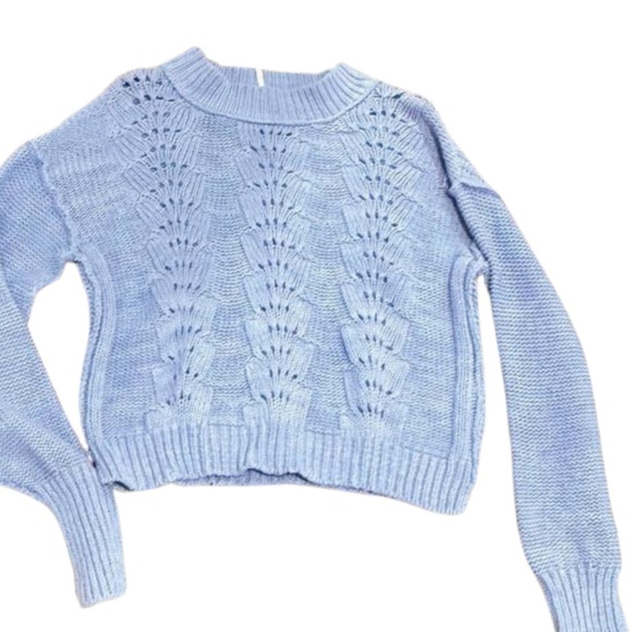 Free People Bell Song Pullover Vintage Blue Knit Sweater M - Picture 7 of 10